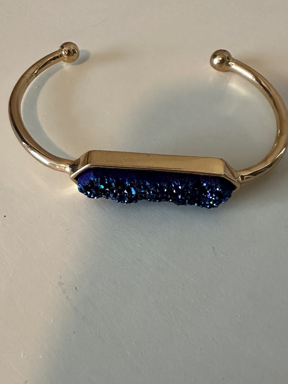 Gold and Blue Geode Cuff Bracelet